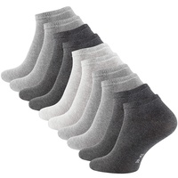 STARK SOUL 10 Paar Essentials Sneaker Socken, Baumwolle, Grautöne,