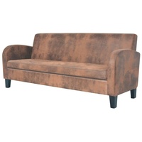 VidaXL Sofa 3-Sitzer Wildleder-Optik Braun