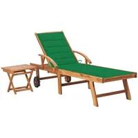 VidaXL Sonnenliege mit Tisch und Auflage Massivholz Teak