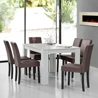 [en.casa] Essgruppe Forssa 7-tlg 140x90 cm Weiß/ Braun