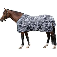 HKM 4668 Fliegendecke Zebra mit Kreuzgurt, Pferdedecke Weidedecke, 145