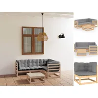 VidaXL 5-tlg. Garten-Lounge-Set mit Kissen Kiefer Massivholz - Grau