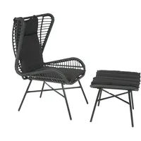 Mendler Poly-Rattan Set HWC-G17b, Balkon-Set Gartengarnitur Sitzgruppe Stuhl+Hocker Sessel,