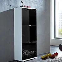 Lomadox Schuhschrank DETROIT-01 Hochglanz schwarz, weiß, für 12 Paar
