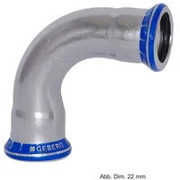 Geberit Mapress Edelstahl Bogen 90 ° Buchse auf Buchse