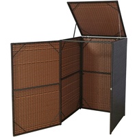Mendler Mülltonnenverkleidung HWC-E25, Mülltonnenbox Mülltonnenabdeckung, Poly-Rattan 120l ~ braun