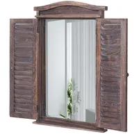 Mendler Wandspiegel Badspiegel Badezimmer Spiegelfenster mit Fensterläden, 71x46x5cm ~