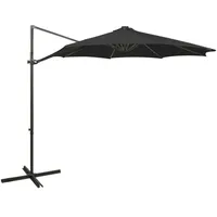 VidaXL Ampelschirm mit Mast und LED Schwarz