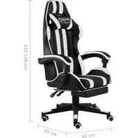 VidaXL Gaming Chair mit Fußstütze schwarz/weiß 20531