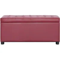 VidaXL Ottoman mit Stauraum 87,5 cm Weinrot Kunstleder