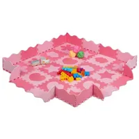 Relaxdays 52-tlg. Puzzlematte mit Rand und Motiven Pink