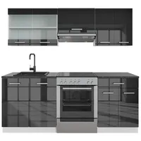 Vicco Küchenzeile Fame-Line 200 cm Anthrazit Hochglanz