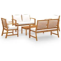 VidaXL 5-tlg. Garten-Lounge-Set mit Auflagen Massivholz Akazie