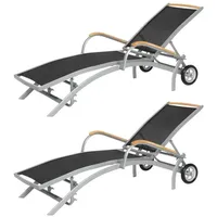 Ib style Gartenliege Diplomat 2er Set Aluminium Textilen Teakholz