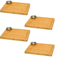 Dune Design 4er Set - Bambus-Servierbrett mit Dip-Schale -