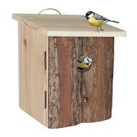Relaxdays Nistkasten für Vögel, zum Aufhängen, Holz, Rinde, unbehandelt,