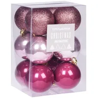 ToCi Weihnachtskugel-Set Rosa | 12er Set mit Christbaumkugeln Deko-Kugeln