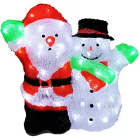 Mojawo Acryl Weihnachtsmann + Schneemann 90 LEDs kaltweiß Kunststoff