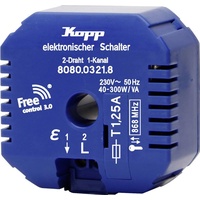 Kopp Funk-Empfänger: 2-Draht/1-Kanal, elektronischer Schalter, 7-200W/VA, LED 7-100W, Farbe:
