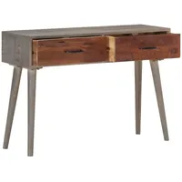 VidaXL Konsolentisch Grau 110x35x75 cm Raues Mango-Massivholz