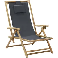 VidaXL Relaxstuhl Verstellbar Dunkelgrau Bambus und Stoff