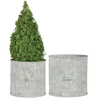 Esschert Design Blumentopf rund, Löwe (Satz von 2)
