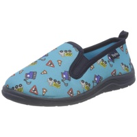 Playshoes Allover Baustelle, Unisex-Kinder Niedrige Hausschuhe, Blau (blau 7),