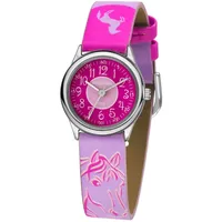 JACQUES FAREL Kinder-Armbanduhr Pferd Sterne rosa-pink Analog Quarz Metall
