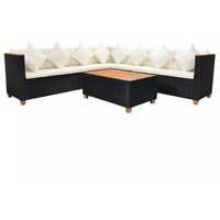 VidaXL Polyrattan Lounge-Set schwarz/cremeweiß