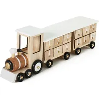 Brubaker Weihnachtszug Eisenbahn Adventskalender aus Holz Naturfarben Weiß 46