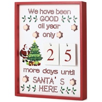 Brubaker Adventskalender Wandtafel mit Kalenderblättern Holz Weiß mit 6