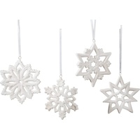 Frank Flechtwaren Deko-Hänger Schneekristall, im 4er Set, aus Porzellan,