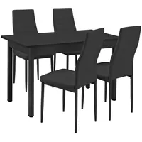 [en.casa] [en.casa]® Esstisch mit 4 Stühlen schwarz