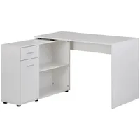 Wohnling Schreibtisch weiß rechteckig, Wangen-Gestell weiß 120,0 x 106,5