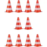 Relaxdays Warnkegel 10er Set, stapelbar, Verkehrshütchen, Schnürbeutel, Markierungshütchen, Pylonen,