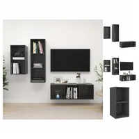VidaXL 3-tlg. TV-Schrank-Set Hochglanz-Grau Holzwerkstoff