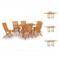 VidaXL 7-tlg. Garten-Essgruppe Massivholz Teak