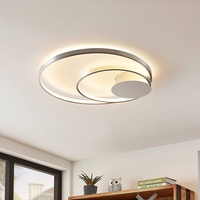 LINDBY Nerwin LED-Deckenleuchte, 65 cm, rund, alu/chrom