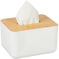 Relaxdays Tücherbox mit Deckel aus Bambus, fürs Bad, modernes