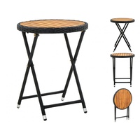 VidaXL Beistelltisch Schwarz 60 cm Poly Rattan und Massivholz