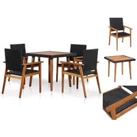 VidaXL Garten-Essgruppe 5-tlg. Tisch 80 x 61 cm schwarz/braun