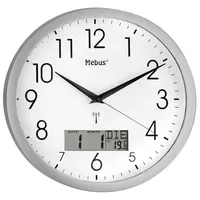MEBUS Funk Wanduhr 30 cm 19422 silber
