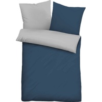 Castell Mikrofaser-Wendebettwäsche COLORIS, Blau - Silberfarben - 155 x