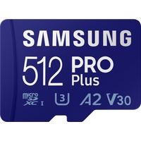 Samsung PRO Plus microSDXC 512GB Kit, UHS-I U3, A2,