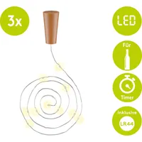 Goobay 3 x 10er LED-Flaschen-Lichterkette, inkl. Timer