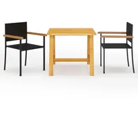 VidaXL Gartenmöbel Set 3-tlg. Schwarz