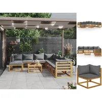 VidaXL 9-tlg. Garten-Lounge-Set mit Auflagen Massivholz Akazie