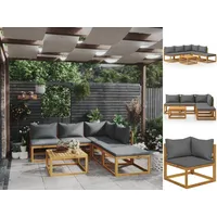 VidaXL Garten-Lounge-Set 6-tlg. grau Akazie