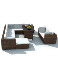 VidaXL Polyrattan Lounge-Set mit Auflagen 10-tlg. braun 41877