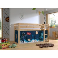 Vipack Halbhohes Bett PINO, mit Textilset "Space Shuttle", Ausf.